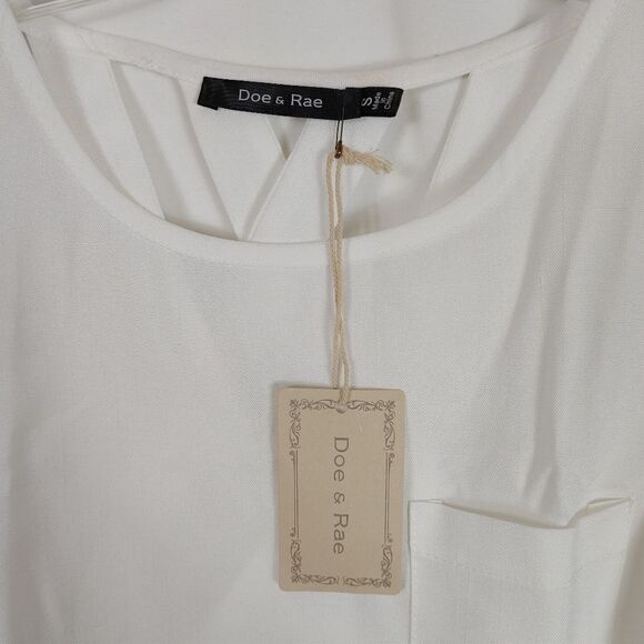 Doe & Rae Lattice Back Tank Top Women's Size Small NWT White.Armpit to armpit 1 - Picture 4 of 9